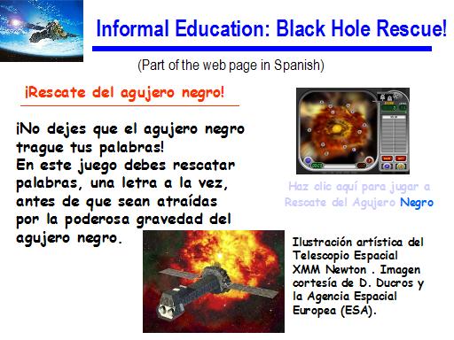 Describes a black hole related game.