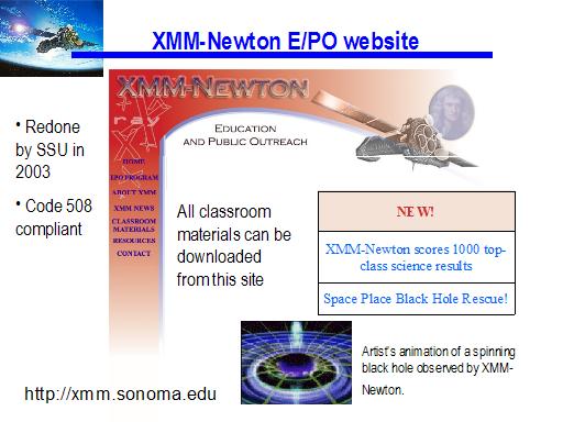 Image of the XMM-Newton website that was redone in 2003.